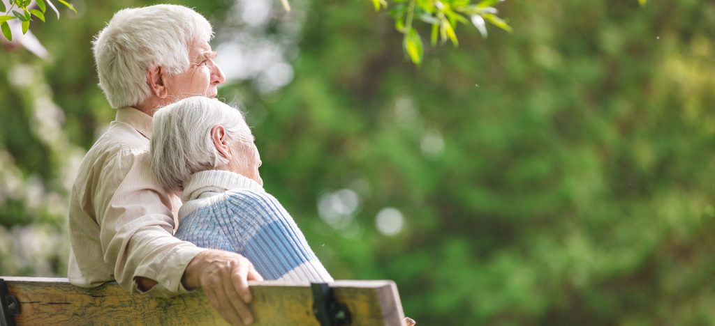 Old married couple on a bench