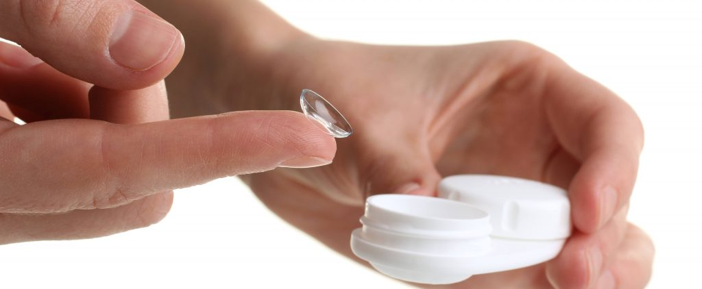 Contact lens on finger