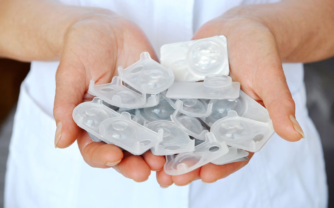 handful of contact lenses