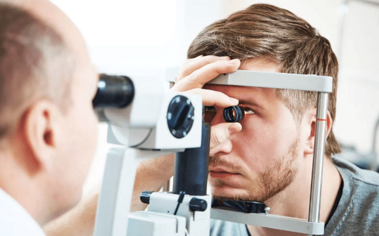 man getting an eye exam